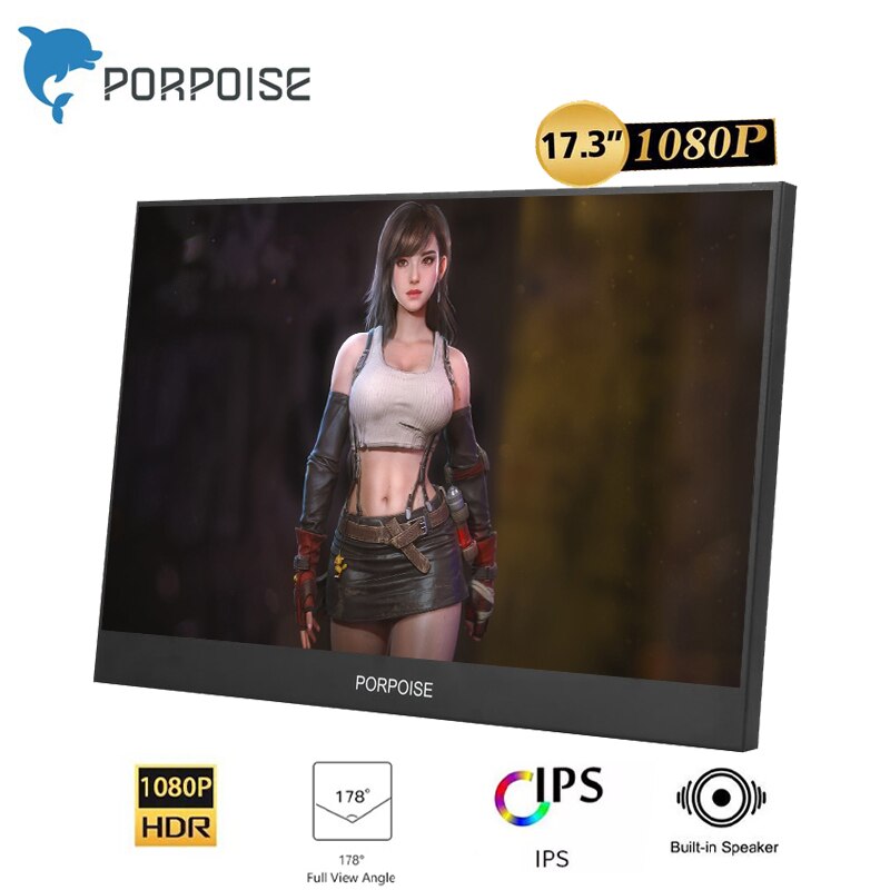 PORPOISE-15.6 ġ 17.3 ġ IPS ޴ HDMI USB C ӿ PC  ȭ, 1920x1080 PS4 ġ Xbox360 ÷ Ʈ ȭ